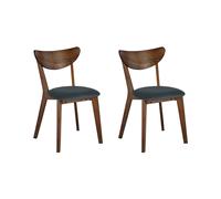 Lot de 2 Chaises de Salle à Manger en Bois d'Hévéa Foncé et Polyester Gris