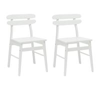 Lot de 2 chaises de salle à manger en bois d'hévéa massif blanc | Forme rectangulaire classique, coussin assorti, cadre en hévéa, pieds en hévéa, style co chic