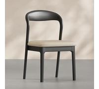 Lot de 2 chaises de salle à manger en bois massif à dossier incurvé, chaises d'appoint rembourrées sans accoudoirs pour cuisine, bureau et salon - Finition gris et noyer, mobilier de maison