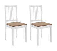 Lot De 2 Chaises De Salle À Manger En Bois Massif Blanc Avec Coussins, Design Classique Blanc