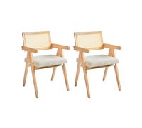 Lot de 2 Chaises de Salle à Manger en Bou adre en Bois d'Hévéa Meuble de Cui