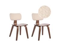 Beliani Lot de 2 Chaises de Salle à Manger en Bouclé Assise Tapissé Bois Foncé et Beige Lucinda