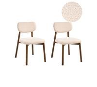 Lot de 2 chaises de salle à manger MILLS Bouclé Marron foncé/beige
