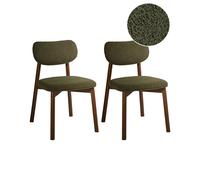 Lot de 2 Chaises de Salle à Manger en Bouclé Dossier Rembourré en Bois Marron