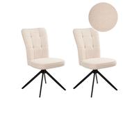 Lot de 2 Chaises de Salle à Manger en Bouclé Pieds en Métal Pivotantes Beige Cla
