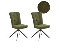 Lot de 2 Chaises de Salle à Manger en Bouclé Pieds en Métal Pivotantes Vert Ryan
