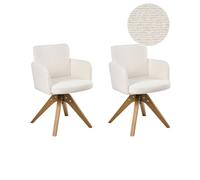 Lot de 2 Chaises de Salle à Manger en Bouclé Pivotantes avec Accoudoirs Pieds en