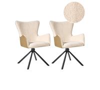 Lot de 2 Chaises de Salle à Manger en Bouclé Pivotantes Base en Métal Beige Clai