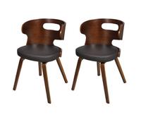 Lot de 2 chaises de salle à manger en cuir mélangé brun 240707