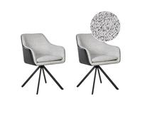 Lot de 2 Chaises de Salle à Manger en Polyester Tapissées Noir et Blanc Lithia