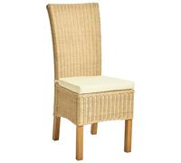 Lot de 2 Chaises de Salle à Manger en Rotin Tressé avec Coussins Style Boho Dossier Haut Salle à Manger Salon Naturel Andes