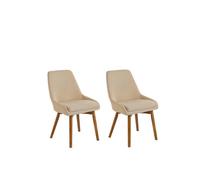 Lot de 2 chaises de salle à manger en tissu beige sable MELFORT