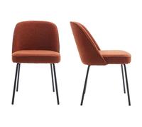 Lot de 2 chaises de salle à manger en tissu bouclé rouille, piètement noir - Olden