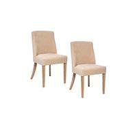 Lot de 2 chaises de salle à manger en tissu chenille avec des pieds en bois, coloris beige - Longueur 50 x Profondeur 58 x Hauteur 88 cm - -