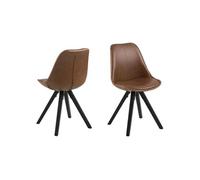 Toilinux - Lot de 2 Chaises de salle à manger en tissu et bois - Marron - Dona marron G