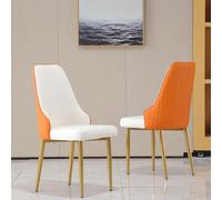 Lot de 2 chaises de salle à manger ergonomiques en cuir synthétique avec pieds en acier inoxydable pour salon et salle à manger