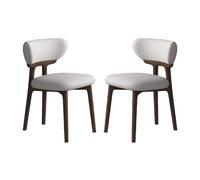 Lot de 2 chaises de salle à manger ergonomiques modernes - Coussin en mousse haute densité, base en bois massif, finition noyer clair et ge, idéales pour le confort de la cuisine et de la sa