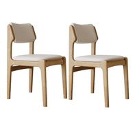 Lot de 2 chaises de salle à manger ergonomiques modernes du milieu du siècle, rembourrées en cuir synthétique résistant aux rayures, cadre en bois de chêne pour la décoration de la cuisine e