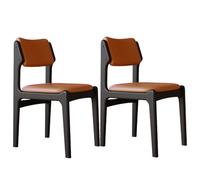 Lot de 2 chaises de salle à manger ergonomiques modernes du milieu du siècle, rembourrées en cuir synthétique résistant aux rayures, cadre en bois de chêne pour la décoration de la cuisine e