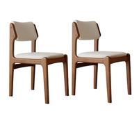 Lot de 2 chaises de salle à manger ergonomiques modernes du milieu du siècle, rembourrées en cuir synthétique résistant aux rayures, cadre en bois de chêne pour la décoration de la cuisine e