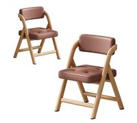 Lot de 2 chaises de salle à manger ergonomiques pliables en bois massif et cuir - Pas de montage nécessaire - Parfaites pour les fêtes, les pique-niques et le bureau à domicile - Magenta