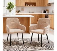 Lot de 2 Chaises de Salle à Manger Fauteuil en Velours avec Motif de Diamant Dossier Luxueux Chaise Cuisine Grande Chaise de Salon