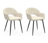 IDMarket Chaises de salle à manger Clara en velours crème – Lot de 2