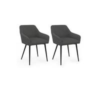IDMarket - Chaises de salle à manger JANY - Fauteuils de table en velours côtelé gris - Lot de 2