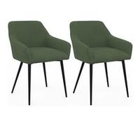 IDMarket – Lot de 2 chaises de salle à manger Jany – Velours côtelé – Vert kaki