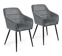 Lot de 2 chaises de salle à manger, fauteuils de table MADY en velours gris clair Gris clair G
