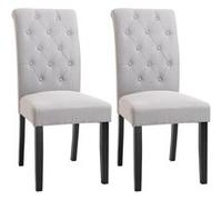 Lot de 2 chaises de salle à manger grand confort pieds en bois lin 47 x 61 x 101 cm gris clair Gris G