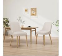 Lot de 2 Chaises de Salle à Manger Haut Dossier - Style Vintage Chic, Structure Bois Robuste - beige