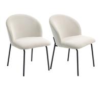 HOMCOM Lot de 2 chaises de Salle à Manger en Velours côtelé, chaises de Cuisine sans accoudoirs avec Assise Large rembourré, Dossier incurvé et Pieds en Acier, pour Salon, Maison, crème