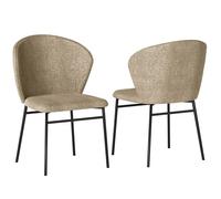 Lot de 2 chaises de salle à manger - HOMCOM - assise rembourrée en tissu aspect lin - pieds en acier - design moderne - marron clair