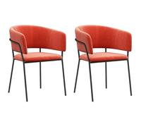 HOMCOM Lot de 2 chaises de Salle à Manger Chaise de Cuisine Pieds en Acier, Assise rembourrée, pour Salle à Manger, Salon, Cuisine, dim. 57L x 53l x 73H cm Orange