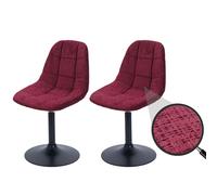 Lot de 2 chaises de salle à manger HWC-A60, chaise de cuisine chaise pivotante, acier MVG tissu/textile chenille (465g/m²) bordeaux