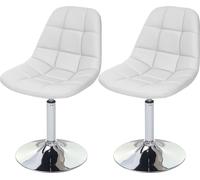 lot de 2 chaises de salle à manger HWC-A60, chaise pivotante, chrome ~ similicuir blanc