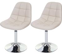 lot de 2 chaises de salle à manger HWC-A60, chaise pivotante, chrome ~ similicuir crème