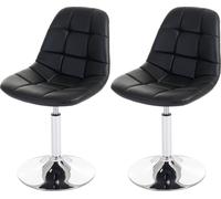 lot de 2 chaises de salle à manger HWC-A60, chaise pivotante, chrome ~ similicuir noir
