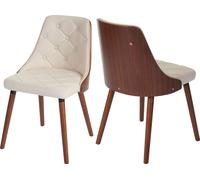 lot de 2 chaises de salle à manger HWC-A75, chaise de cuisine visiteur, aspect noyer bois courbé ~ similicuir crème