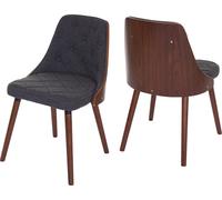 lot de 2 chaises de salle à manger HWC-A75, chaise de cuisine visiteur, aspect noyer bois courbé ~ textile gris