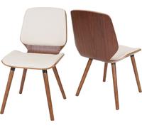 2x Chaise De Salle À Manger Hwc-B16, Bois Courbé, Rétro, Aspect Noyer Similicuir Crème Beige