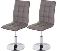 lot de 2 chaises de salle à manger HWC-C41, chaise de cuisine, hauteur réglable pivotante, similicuir FSC®- ~ taupe-gris