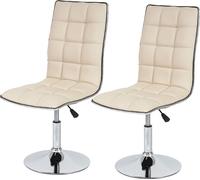 lot de 2 chaises de salle à manger HWC-C41, chaise de cuisine, hauteur réglable pivotante, similicuir FSC®- ~ crème