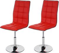 Lot de 2 chaises de salle à manger HWC-C41 en similicuir rouge