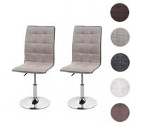Lot de 2 chaises de salle à manger HWC-C41 en tissu brun - pivotantes et réglables en hauteur