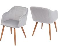 2x Chaise De Séjour, Salle À Manger Hwc-D71, Fauteuil, Design Rétro, Accoudoirs, Tissu Velours Gris Clair Multicolore
