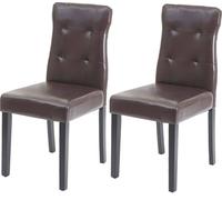 lot de 2 chaises de salle à manger HWC-E58, chaise de salle à manger ~ similicuir marron, pieds foncés