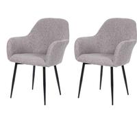 2X Chaise de Salle à Manger HWC-F18, Fauteuil de Cuisine, Design rétro - Tissu Gris, Pieds Noirs