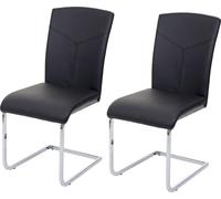 lot de 2 chaises de salle à manger HWC-F36, chaise de cuisine à piétement luge, chaise de conférence ~ similicuir, noir